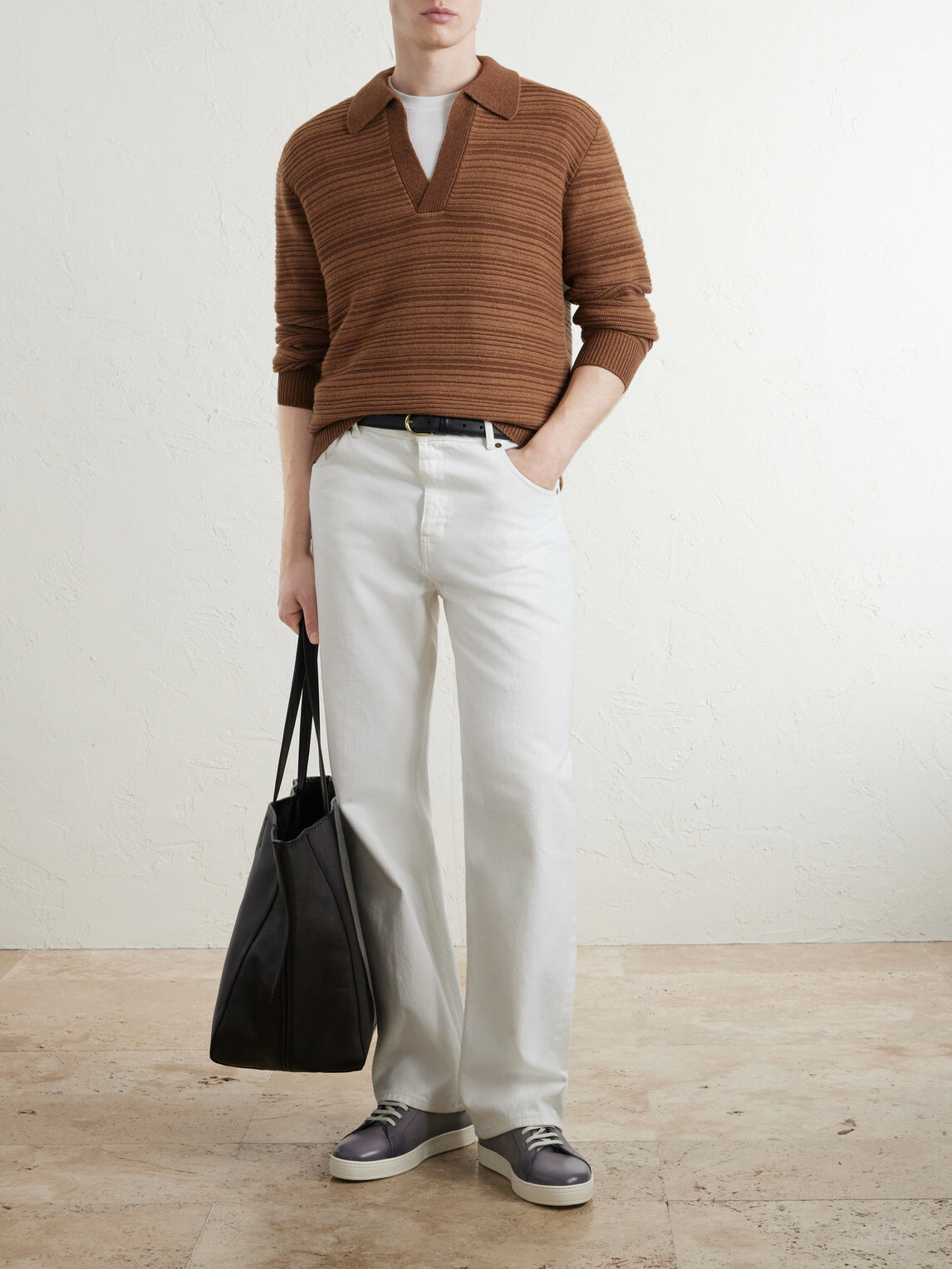 Canali - Wool and Cashmere-Blend Polo Sweater - Brown