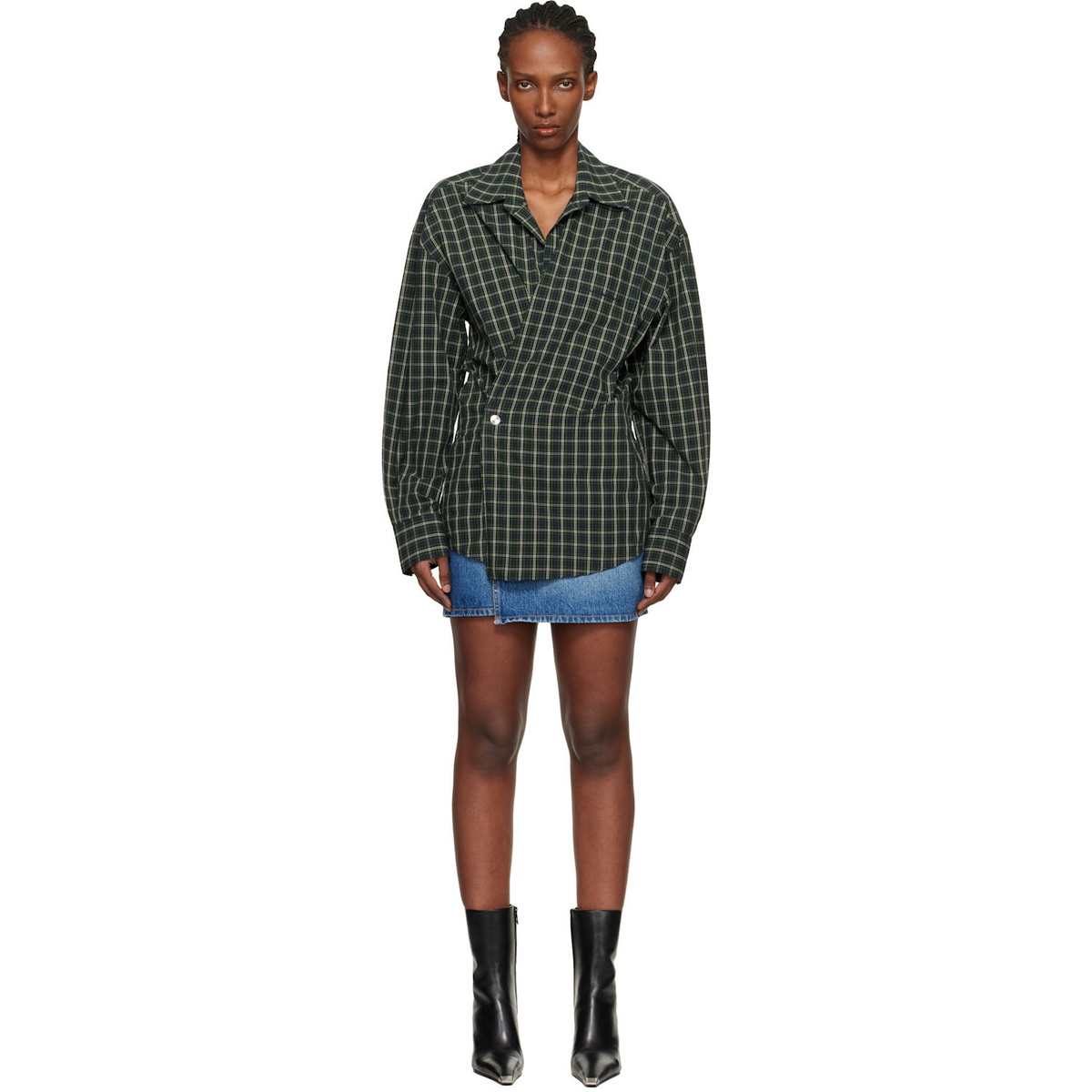 Alexander Wang Green Pre-Styled Wrap Minidress