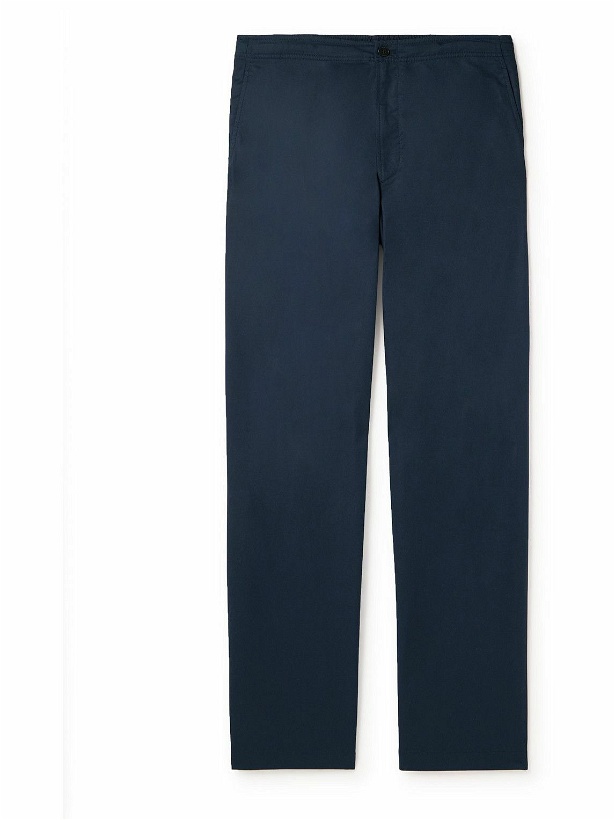 Photo: Theory - Laurence Straight-Leg Cotton-Blend Twill Trousers - Blue