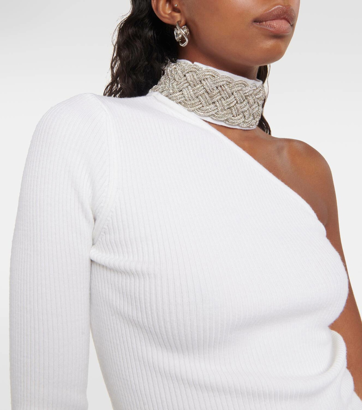 Giuseppe di Morabito Crystal-embellished wool-blend top