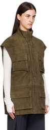 The Frankie Shop Khaki Turin Cargo Suede Vest