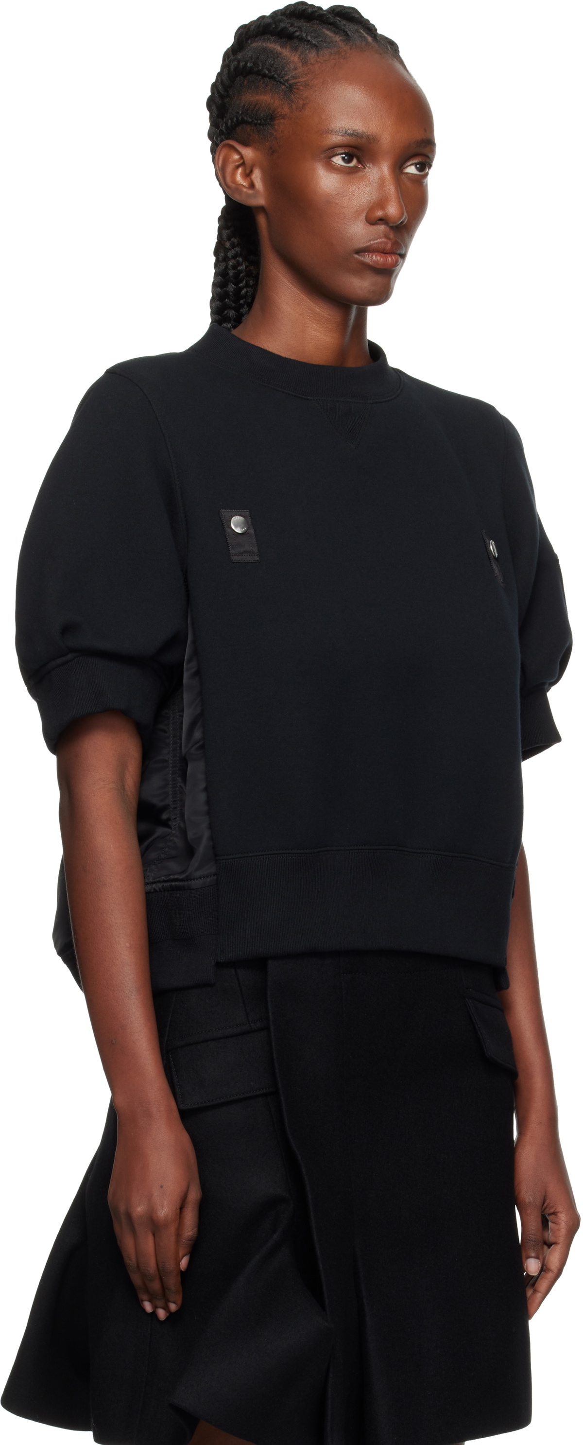 sacai Black Sponge x Nylon Twill Sweatshirt