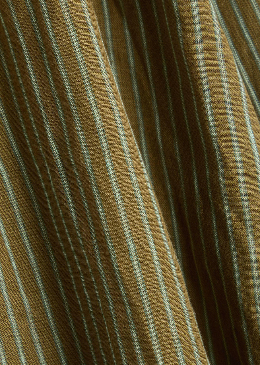 Staud Ayla Striped Linen Midi Dress Green