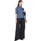 Jil Sander Blue Slim Fit Short Sleeve Back Darts Shirt