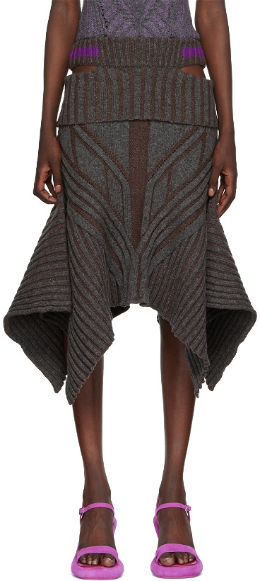 Photo: Paolina Russo Brown & Gray Warrior Midi Skirt
