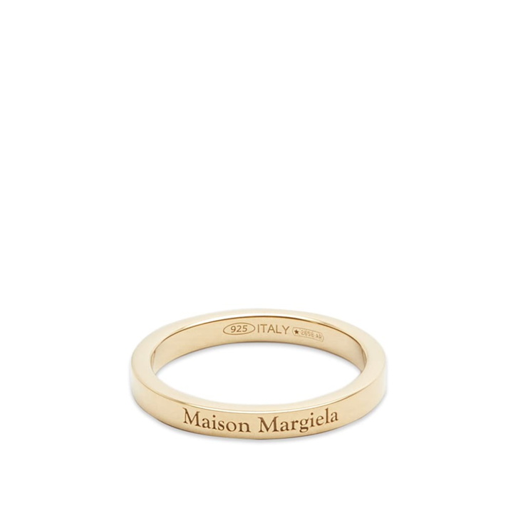 Photo: Maison Margiela Men's Text Logo Slim Band Ring in Gold