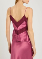 Loveshackfancy Brimsley Lace-trim Silk Camisole top Dark Pink