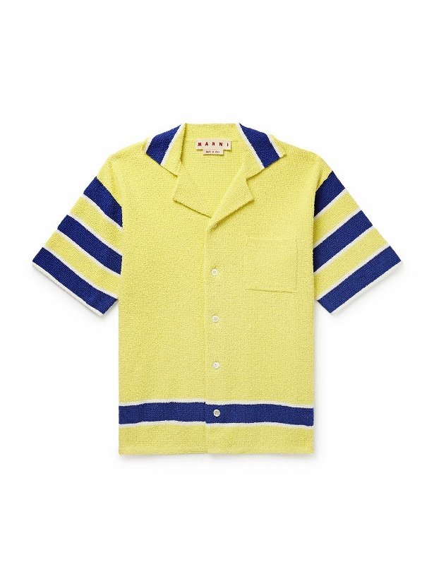 Photo: Marni - Camp-Collar Striped Cotton-Blend Terry Shirt - Yellow