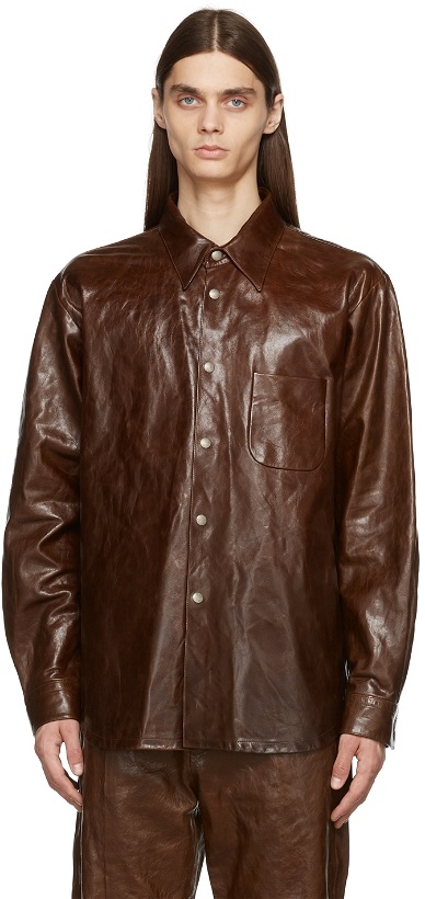 Photo: Acne Studios Brown Leather Shirt