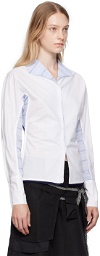 Paula Canovas Del Vas White & Blue Paneled Shirt