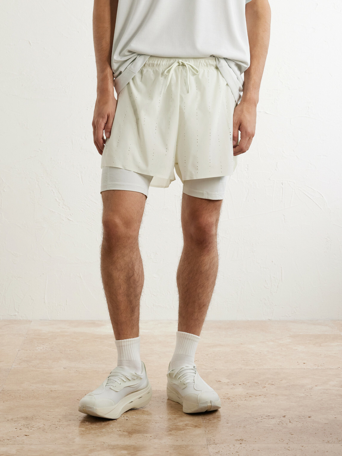 On - Post Archive Faction Zero 2-in-1 Stretch-Jersey and Mesh Running Shorts - Neutrals