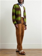 Pop Trading Company - Striped Woven Cardigan - Brown