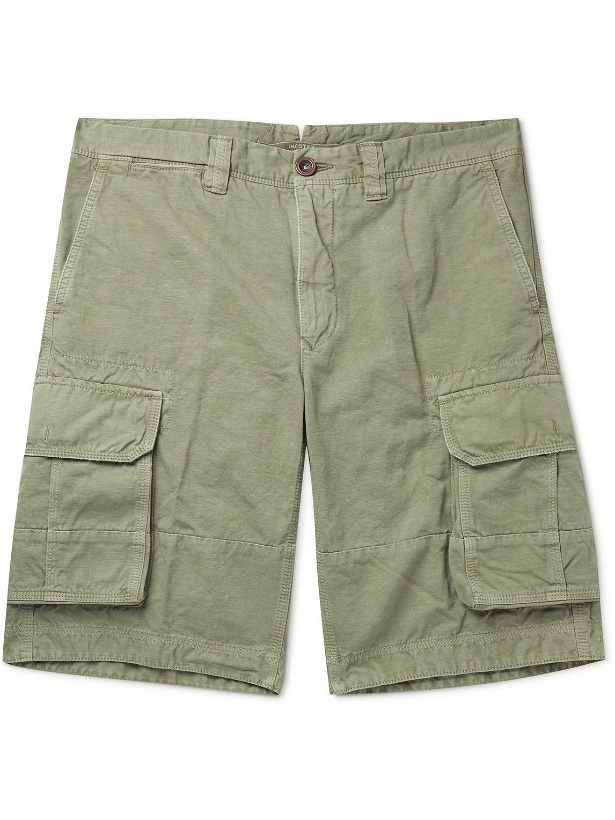 Photo: Incotex - Cotton and Linen-Blend Cargo Shorts - Green