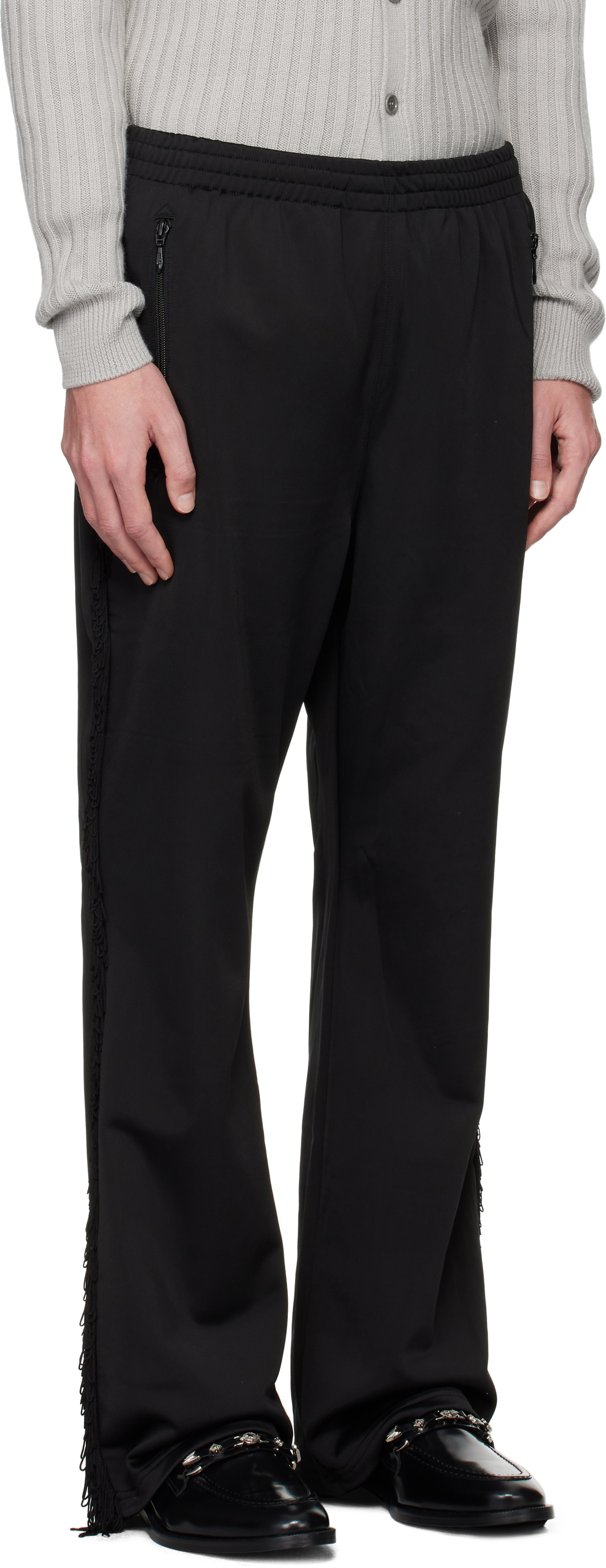 NEEDLES Black Fringe Boot-Cut Track Pants Needles