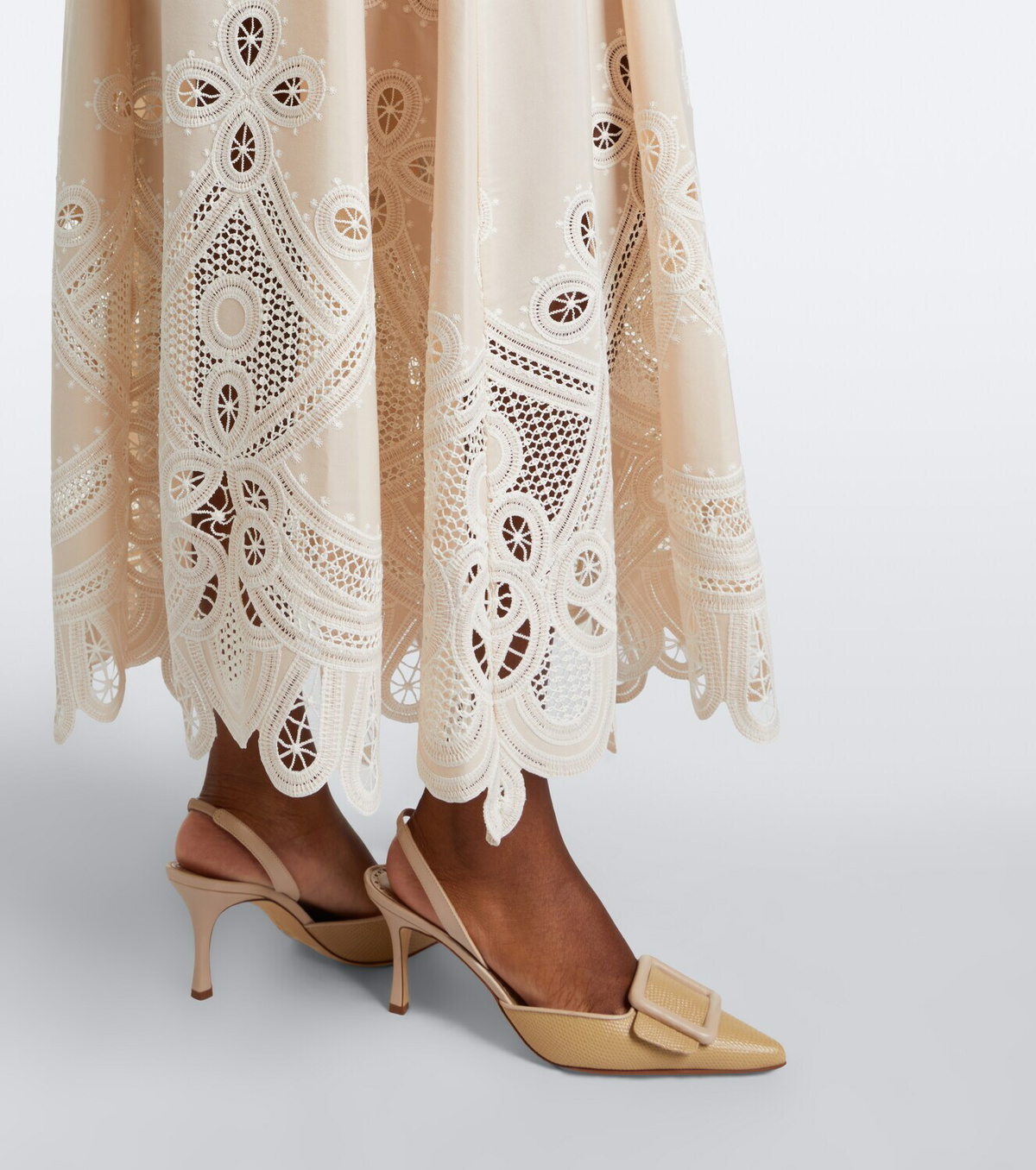 Elie Saab Belted embroidered gathered midi dress