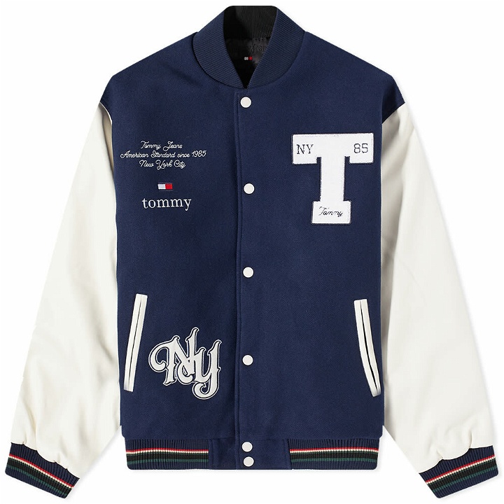 Photo: Tommy Jeans Men's Tommy Baseball Jacket in Carbon Navy