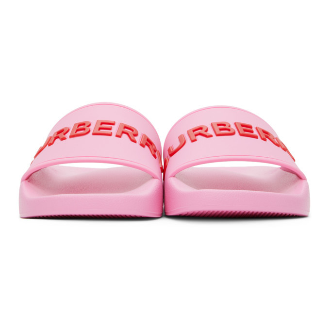 Burberry Pink Furley Slides Burberry