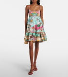 Camilla Gathered printed cotton minidress