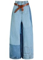 A.W.A.K.E Mode Panelled Two-tone Wide-leg Jeans Blue