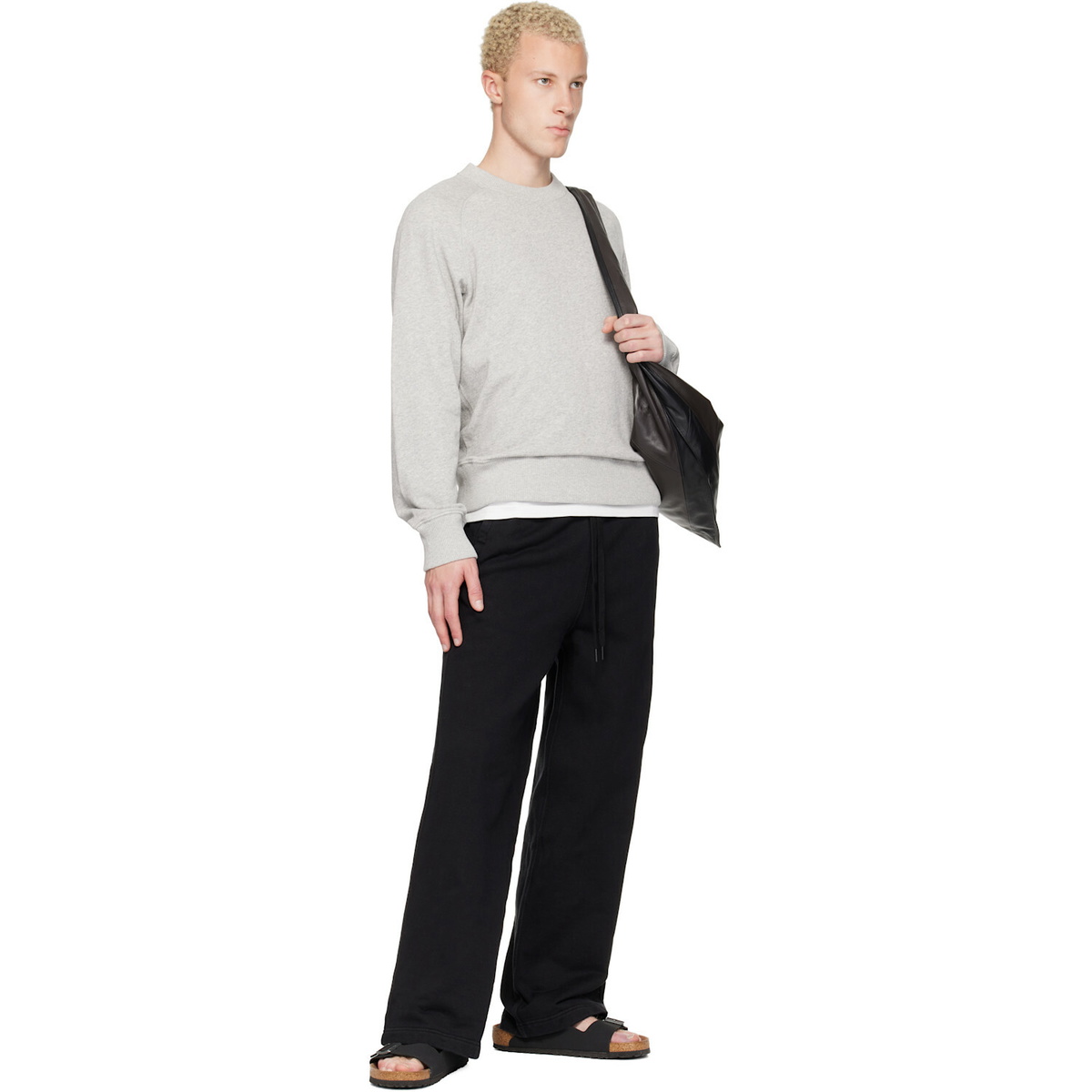 Merz b. Schwanen Black Authentic Fleece Straight Leg Cotton Sweatpants