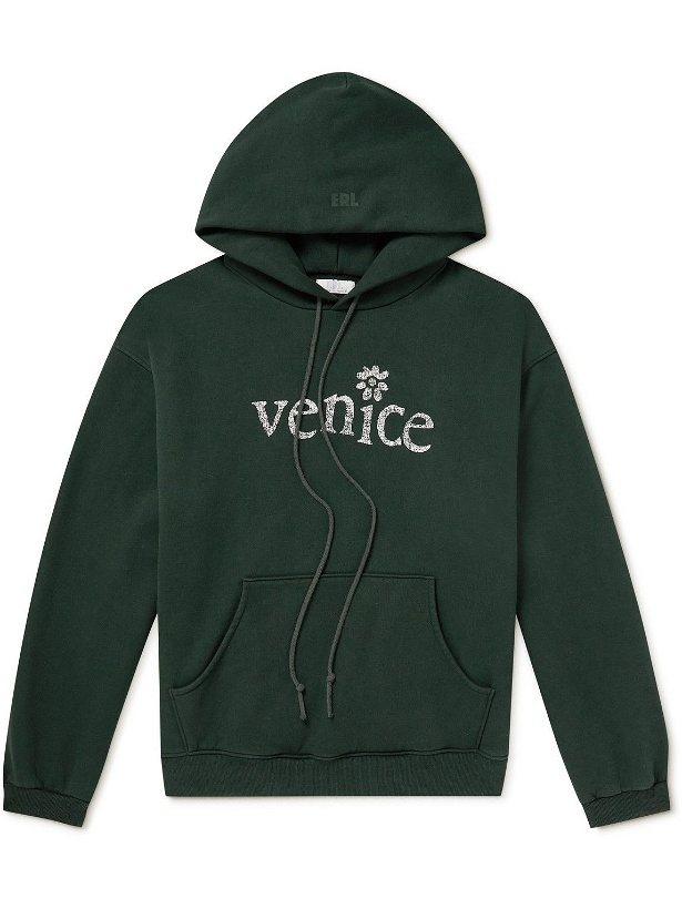 Photo: ERL - Venice Printed Cotton-Blend Jersey Hoodie - Green