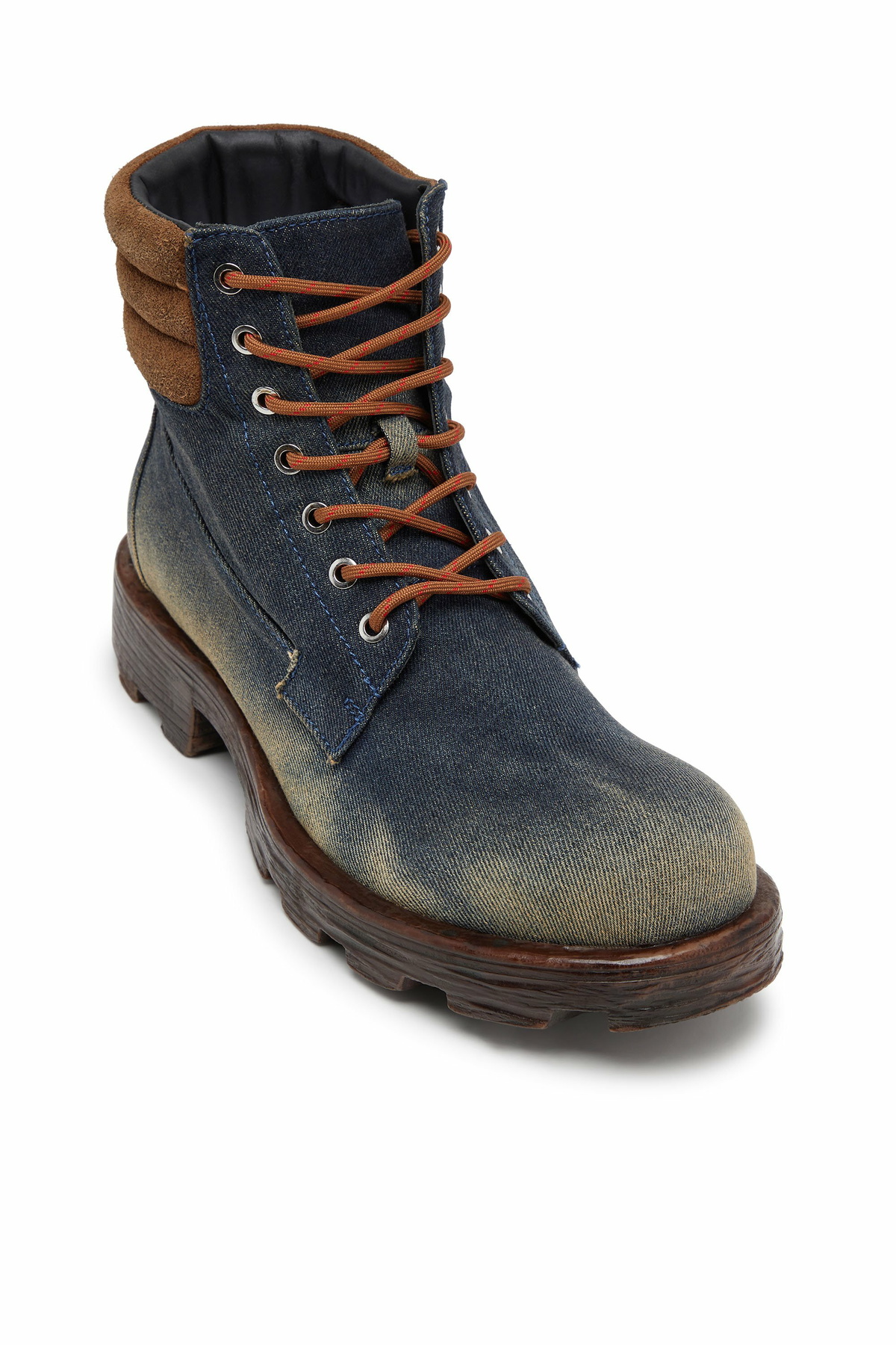 Diesel D-Hammer-Combat boots in denim and suede - Boots Mens in Blue