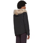 Yves Salomon - Army Black Down and Fur Puffer Jacket