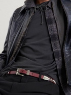 Enfants Riches Déprimés - 2cm Logo-Embossed Studded Leather Belt - Burgundy