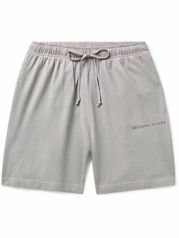 Photo: Acne Studios - Printed Heat-Reactive Cotton-Jersey Drawstring Shorts - Gray