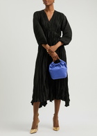 Forte_forte Plissé Satin Midi Dress Black