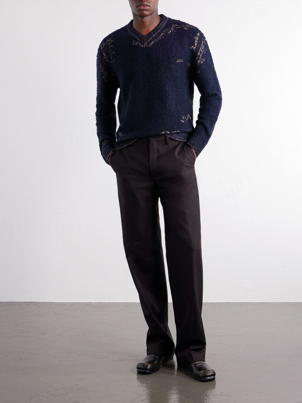 Maison Margiela - Acid-Effect Bouclé-Jacquard Cotton-Blend Sweater - Blue