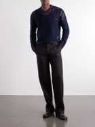 Maison Margiela - Acid-Effect Bouclé-Jacquard Cotton-Blend Sweater - Blue