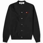 Comme des Garçons Play Men's Small Red Heart Cardigan in Black