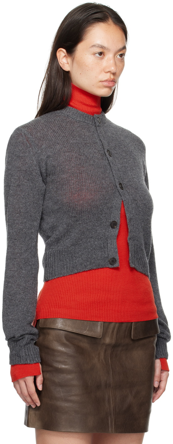AURALEE Gray Wool Cashmere Silk Knit Cardigan Auralee AURALEE Gray Wool Cashmere Silk Knit Cardigan Auralee