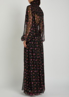 Dolce & Gabbana Floral-print Shirred Silk Maxi Dress Black