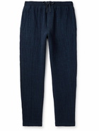 YMC - Alva Straight-Leg Sashiko Indigo-Dyed Cotton Drawstring Trousers - Blue