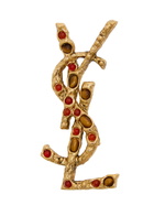 Saint Laurent Cassandre Stone-embellished Brooch - Gold - One Size