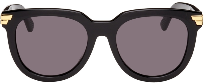 Photo: Bottega Veneta Black Acetate Round Sunglasses