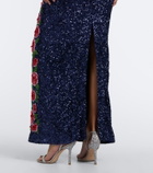 Là Fuori Rose Nocturne embellished gown