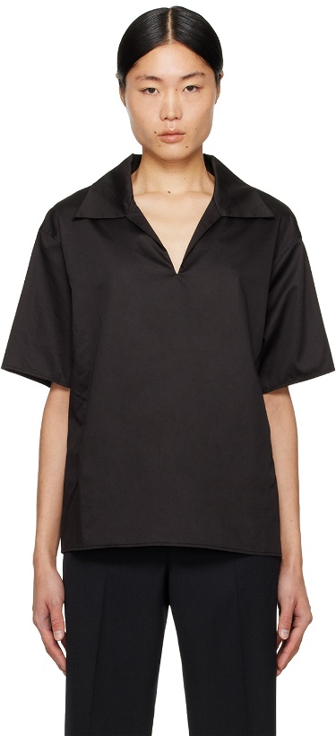Photo: COMMAS Black Spread Collar Shirt