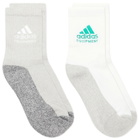 Adidas EQUIPMENT 2 Pack Sock in White/Medium Grey Heather