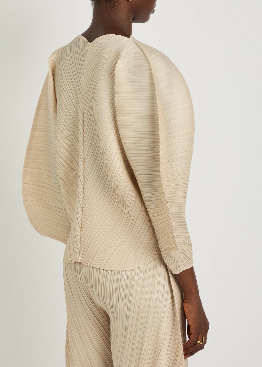 Pleats Please Issey Miyake Pleated Sculpted Woven top - Beige - One Size