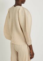 Pleats Please Issey Miyake Pleated Sculpted Woven top - Beige - One Size
