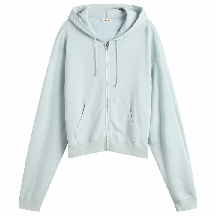 Photo: Auralee Men's High Twist Zip Hoodie in Pale Blue