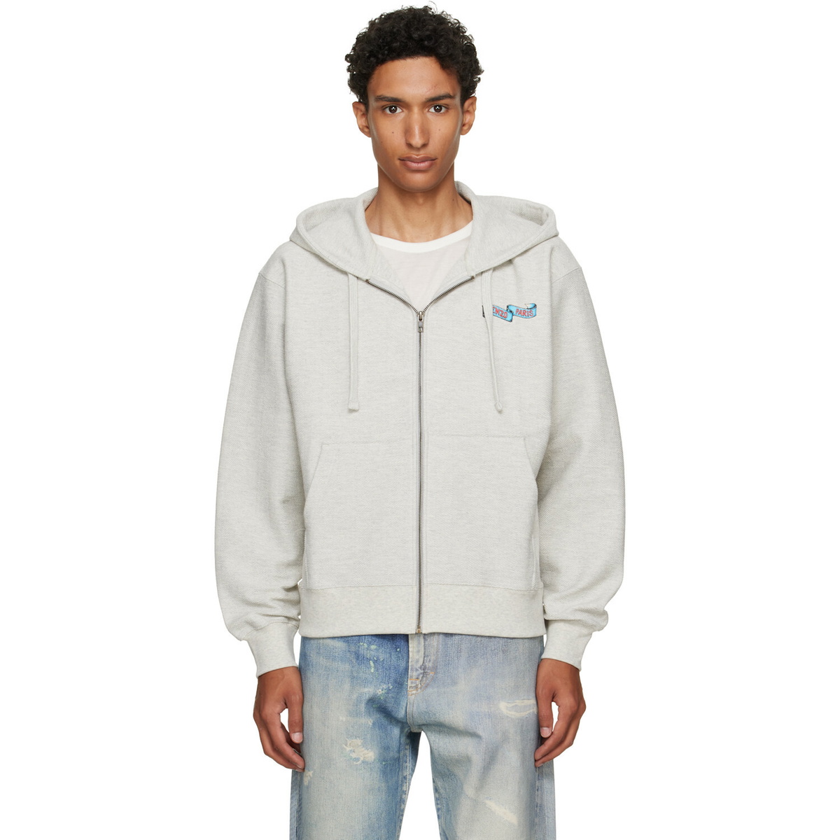 Kenzo Gray Kenzo Paris 'KENZO Jumping Tiger' Zip Up Hoodie