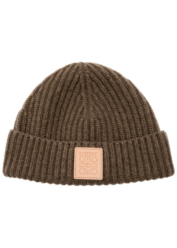 Photo: Loewe Logo Ribbed Cashmere Beanie - Beige - One Size