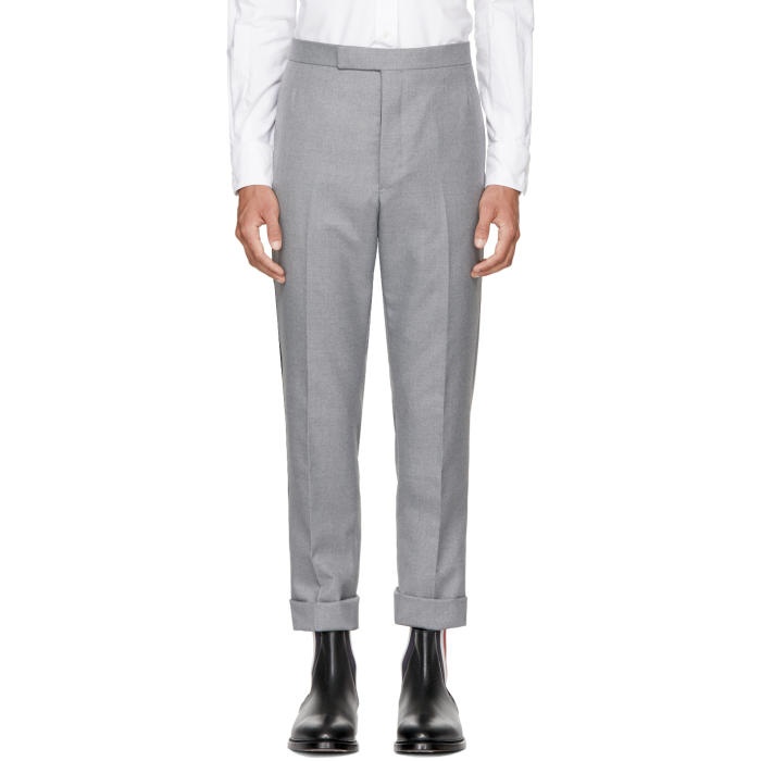 Photo: Thom Browne Grey Classic Selvedge Backstrap Trousers 