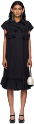 Simone Rocha Black Sleeveless Ruffle Bust Detail Midi Dress