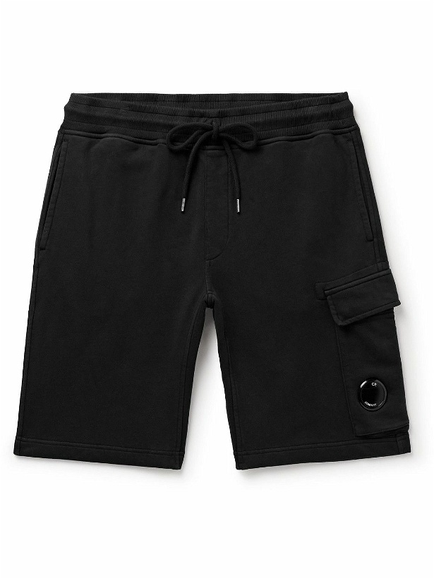 Photo: C.P. Company - Slim-Fit Straight-Leg Logo-Appliquéd Cotton-Jersey Drawstring Cargo Shorts - Black