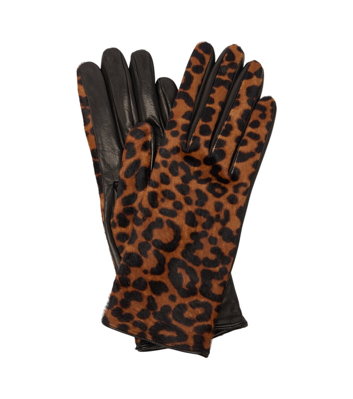 Photo: Nour Hammour Leopard-print calf hair and leather gloves